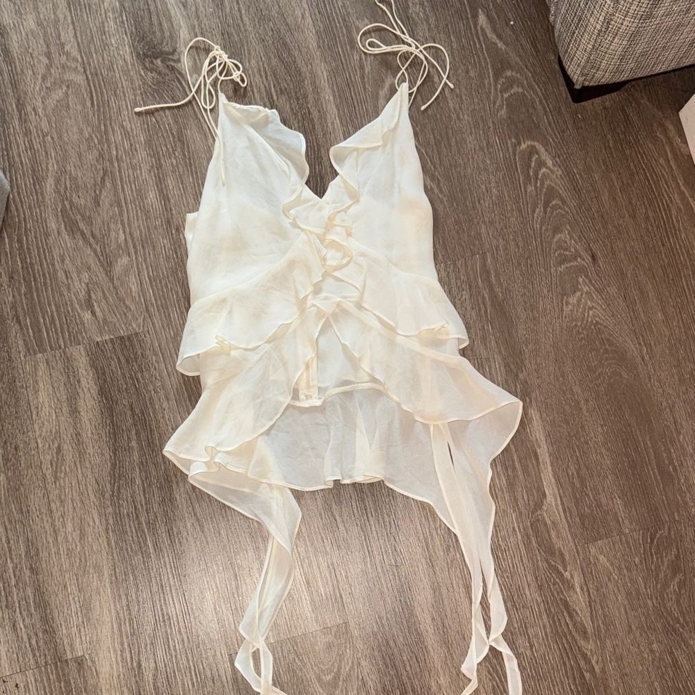 Reformation Cream Ruffled Camisole